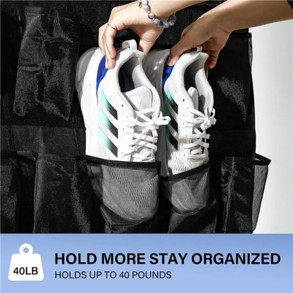 Over The Door Shoe Organizer 35 Pocket Mesh Hanging Storage Rack Holder - Picture 3 of 8